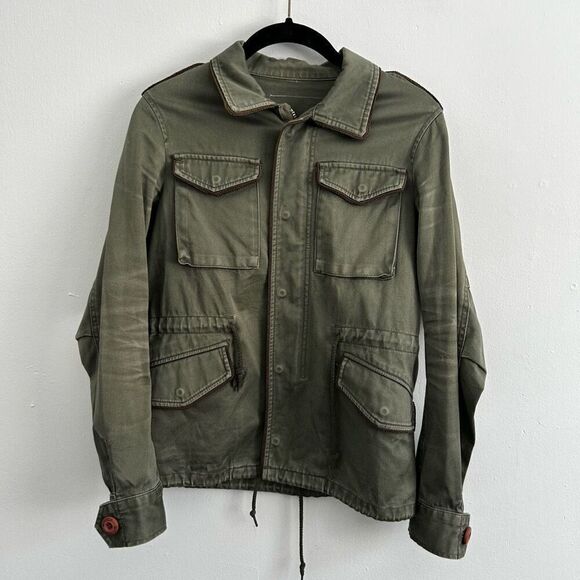 Moussy Olive Green Military Utility Full Zip Jacket Size 1 XS Combat Grunge - Picture 2 of 9
